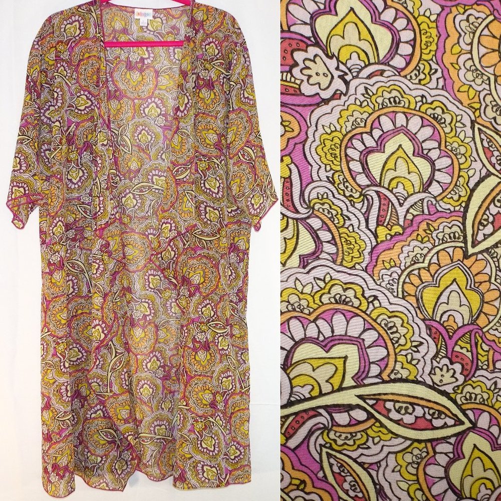 Boho Chic Paisley Shirley Kimono L
